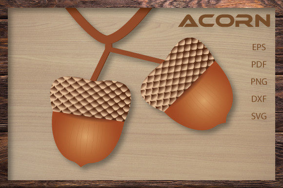 3D Brown Acorn Wall Art Clipart SVG for Graphics & Crafts