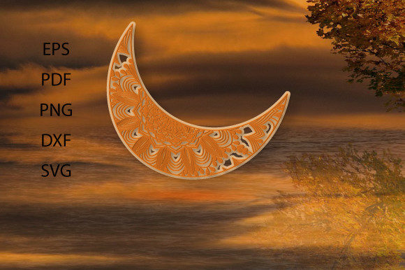 3d Luxurious Moon Floral Layer Design22 Graphics for Crafts