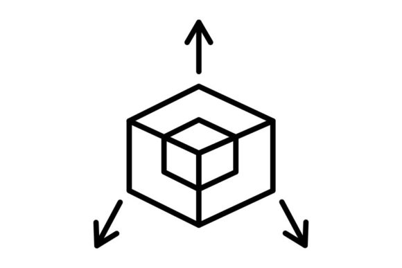 3D Model Line Icon Design for Graphics and Icons