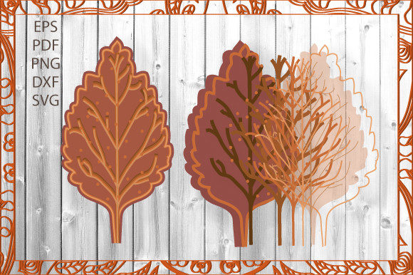 3D Mom s Brown Ovate Leaf Layer Art SVG for Graphics & Illustrations