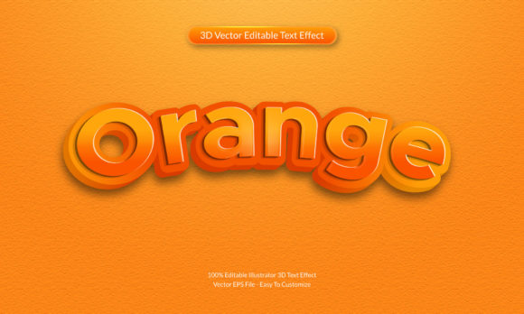 3D Orange Editable Text Effect Design for Graphics and Graphic Templates