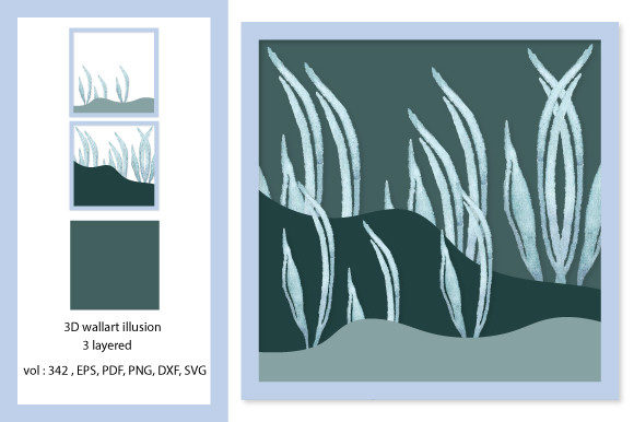 3D Watercolor Natural Wall Art for Graphics and Crafts