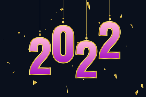Colorful 2022 Text Clip Art and Confetti for Graphics