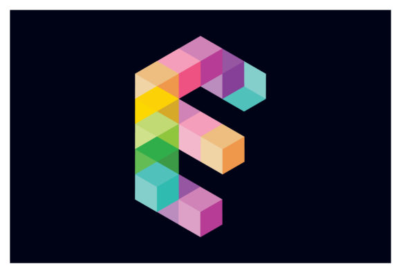 E Letter 3D Shape Logo Icon Unique Sign for Graphics and Logos