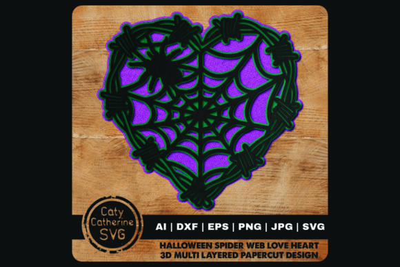 Halloween Spider Web Love Heart 3D for Graphics and Crafts