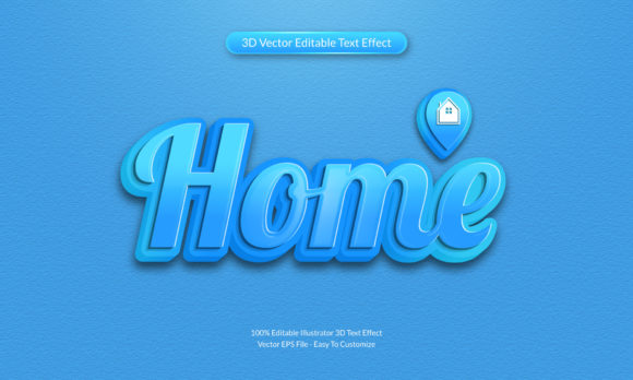 Home 3D Editable Text Effect Design for Modern Graphics