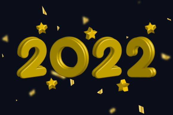 New Year 2022 3d Text Clip Art Design for Graphics and Templates