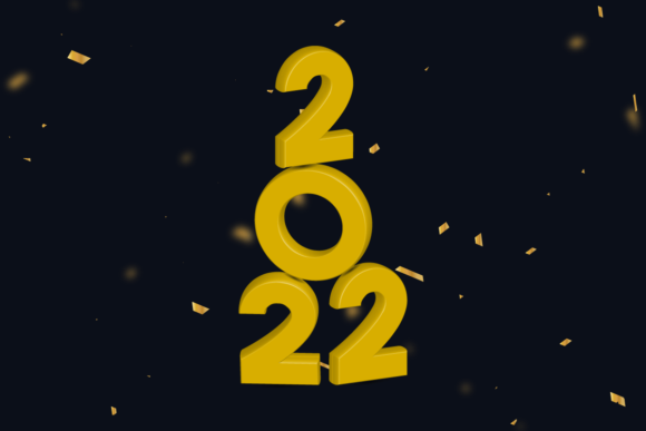New Year 2022 Golden 3d Text Clip Art for Modern Graphics