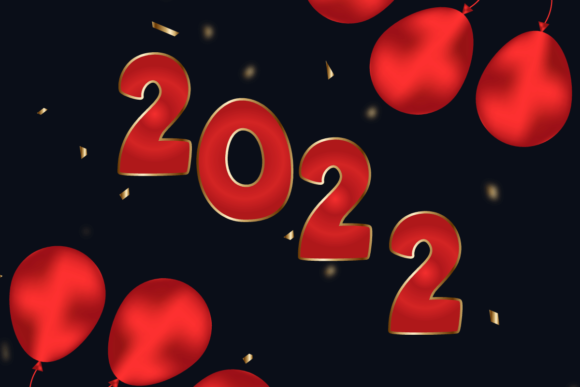 New Year 2022 Text Colorful Background for Graphics