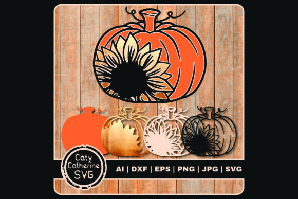 Pumpkin with Sunflower Fall Autumn 3D Graphics for Crafts