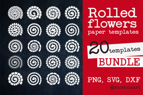 Rolled Flower Paper Template Bundle for Graphics and Crafts