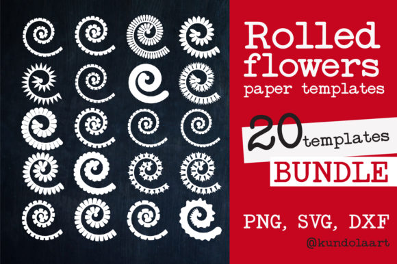 Rolled Flower Paper Template Set for Graphics and Crafts