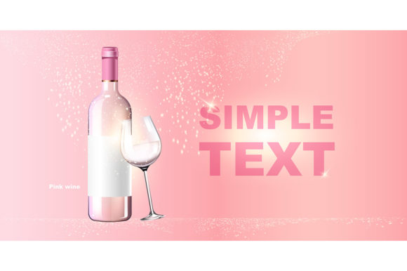 Rose Wine Realistic Vector Product Ads for Crafts and Graphics