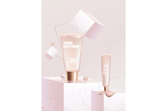 Sunscreen in Tubes Realistic Product for Graphics and Cosmetic Bottles Amp