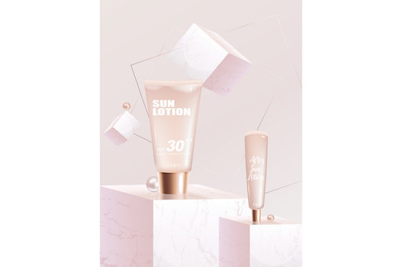 Sunscreen Realistic Product Vector Graphics for Cosmetic Bottles Amp
