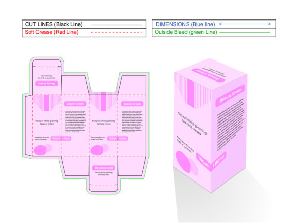 Tuck End Packaging Box Design Editable Graphics & Print Templates